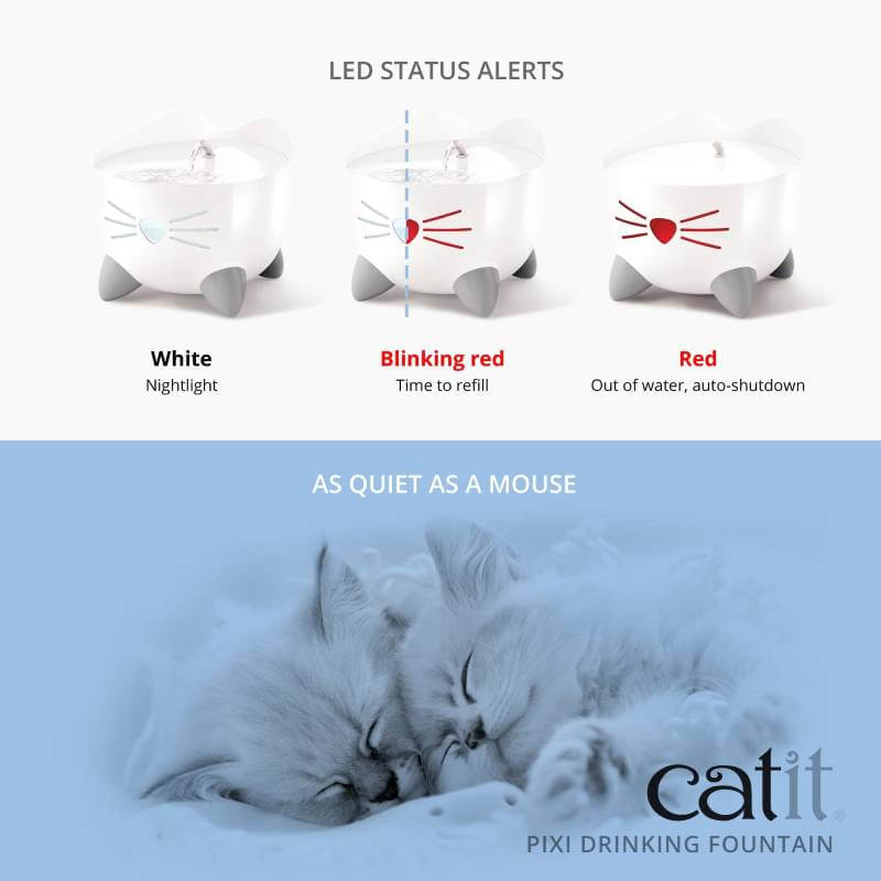 Catit Pixi Fountain Mint Green with LED alerts and Triple Action Filter by Catit.