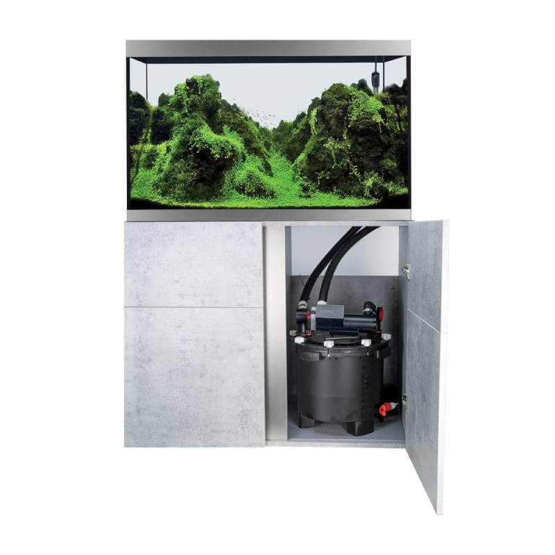 Aquarium with lush plants, featuring the Fluval FX UVC In-Line Clarifier to eliminate algae.
