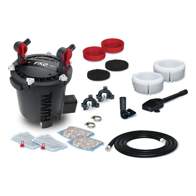 Fluval FX External Filter FX2 by Fluval with hoses, media, clamps, and high output filtration.