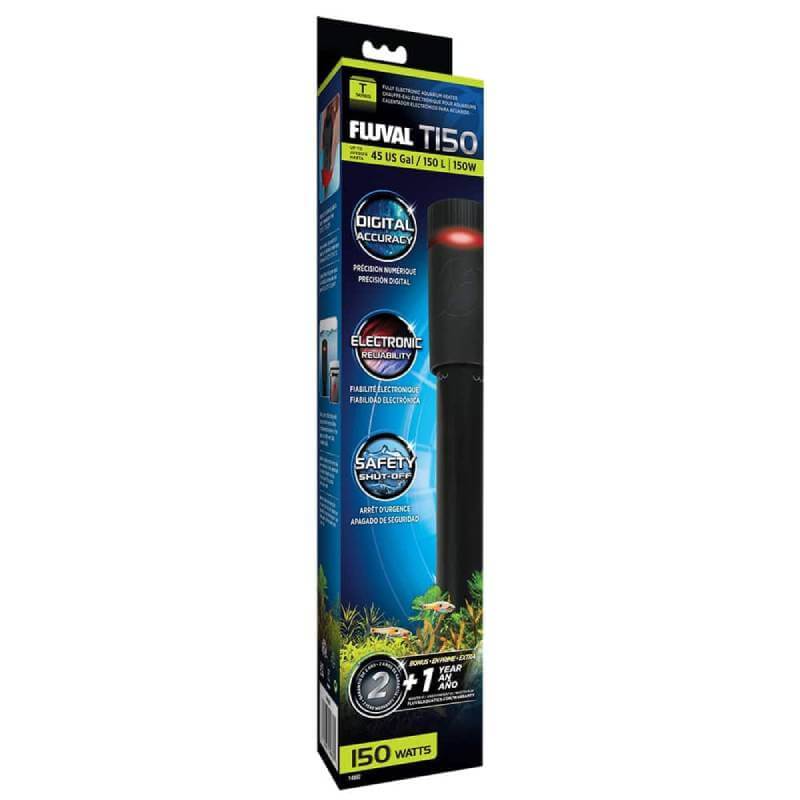 Fluval T150 Heater by Fluval, 150W submersible aquarium heater with digital display, up to 45gal.