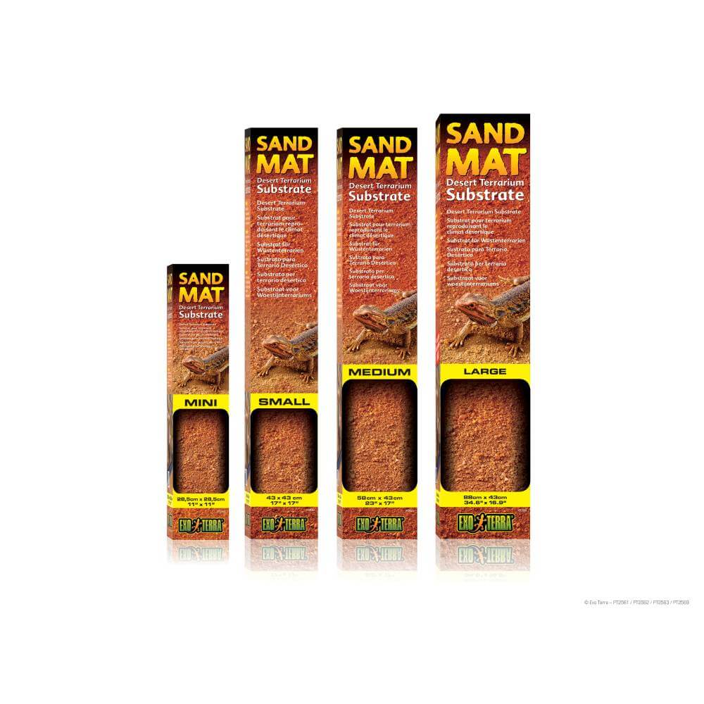 Exo Terra Sand Mat reptile substrate for desert terrariums; available in mini to large sizes.