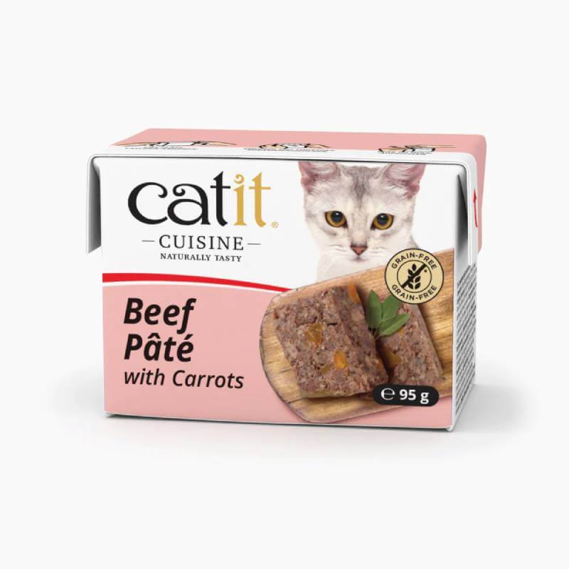 Catit Cuisine Beef Pate 95g wet food for cats, by Catit, includes a food portion.