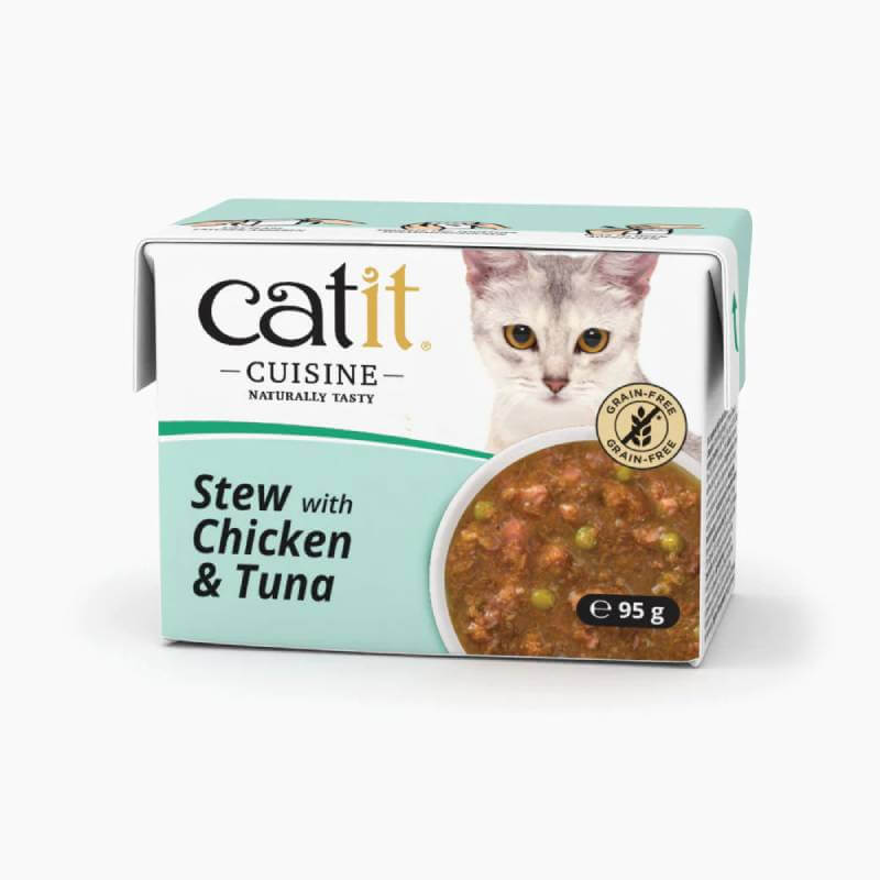 Catit Cuisine Chicken & Tuna Stew 95g—grain-free wet cat food from Catit.