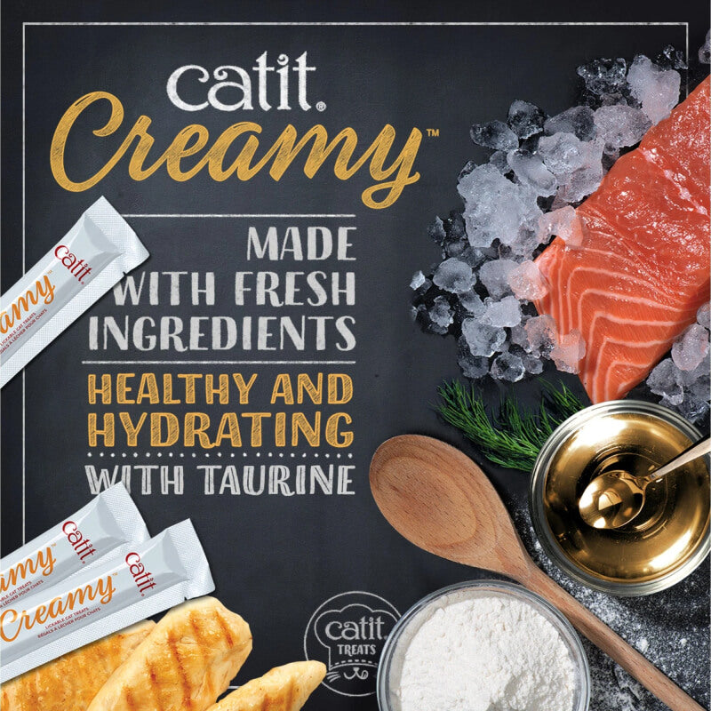 Catit Creamy Treats Salmon & Prawn 4x10g—delicious all-natural cat treats by Catit.