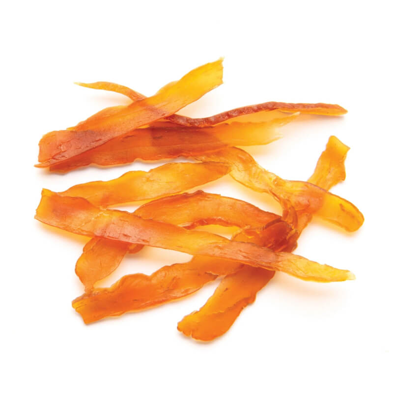 Five strips of Catit Nibbly Jerky Chicken 30g by Catit on a white background.
