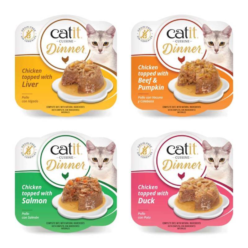 Four Catit Cuisine Dinners Chicken trays.