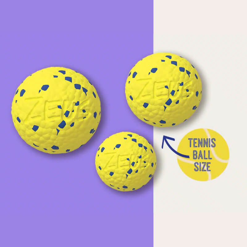 Zeus Nitro Weighted Ball: a durable, yellow dog toy, tennis ball-sized by Zeus Nitro.