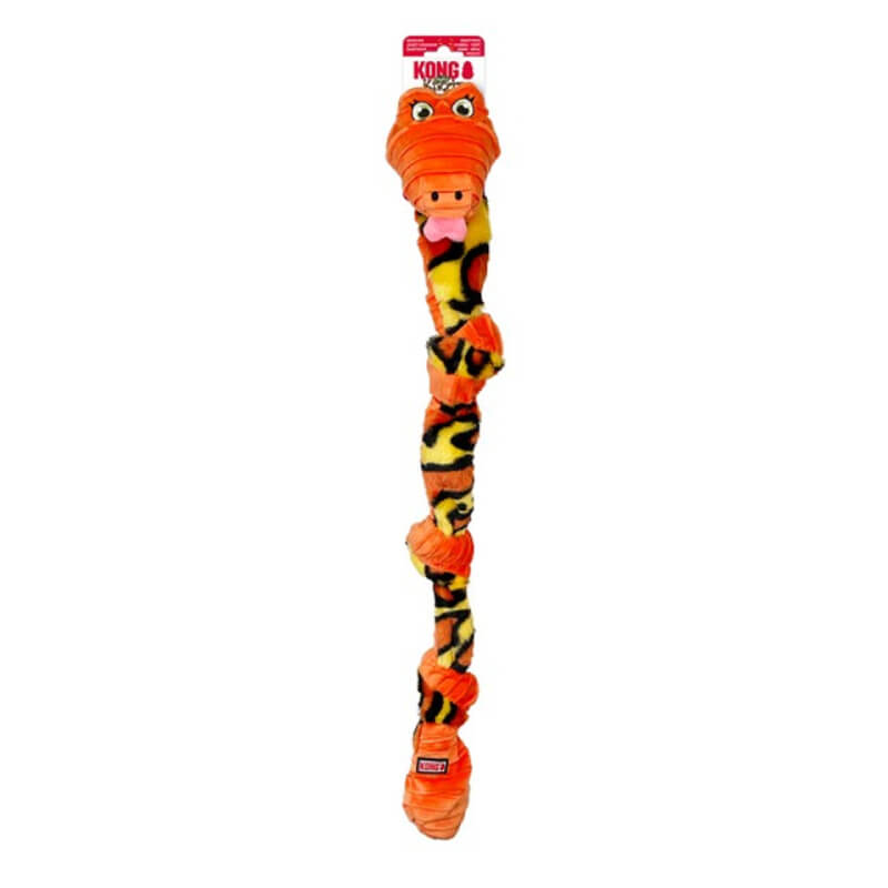 Kong KONG Knots Snake Assorted M/L toy features cartoon eyes, pink tongue, and a green knotted rope.