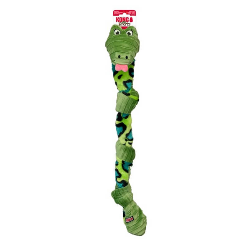 Kong KONG Knots Snake Assorted M/L toy features cartoon eyes, pink tongue, and a green knotted rope.