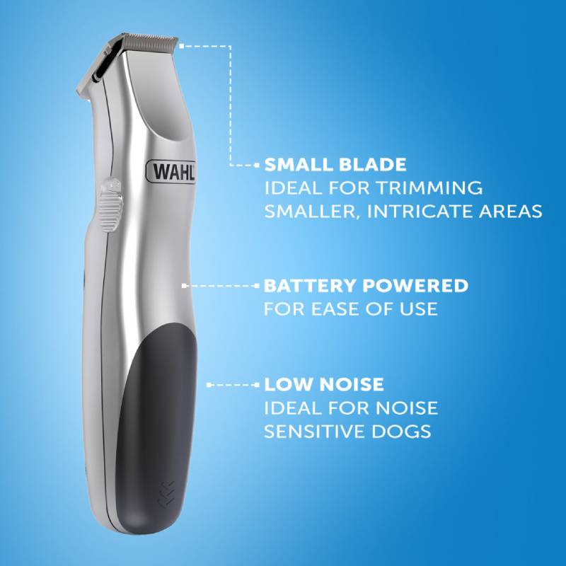 Wahl Battery Pet Trimmer with small blade and low noise by Wahl.