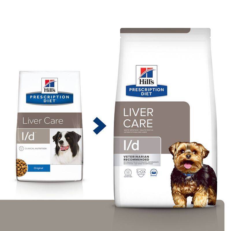 Hills Prescription Diet Canine L/D dog food for dogs with liver disorders.
