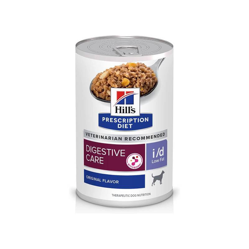 Hills Prescription Diet I/D Canine Low Fat 12x360g is digestive care food for dogs.