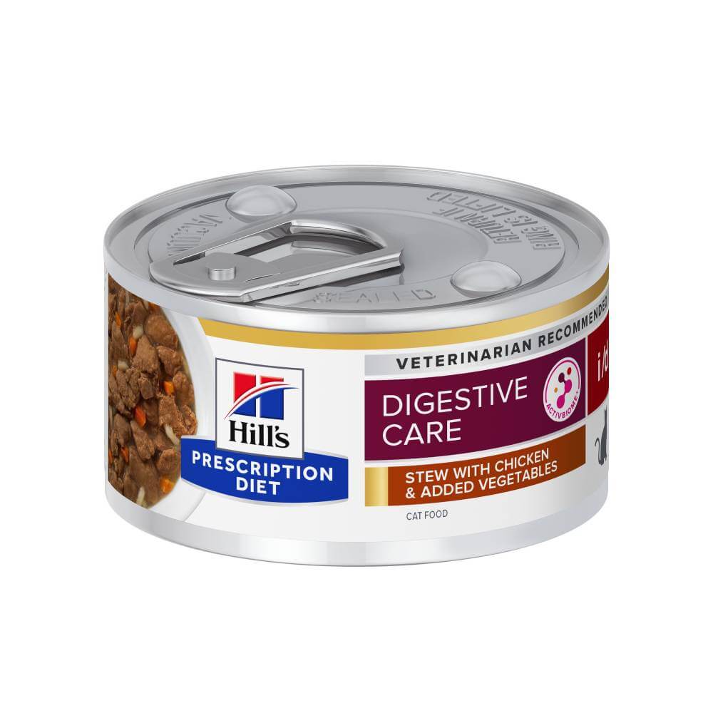 Hills I/D Stew with Chicken Feline Cans 24x82g for digestive health in cats.
