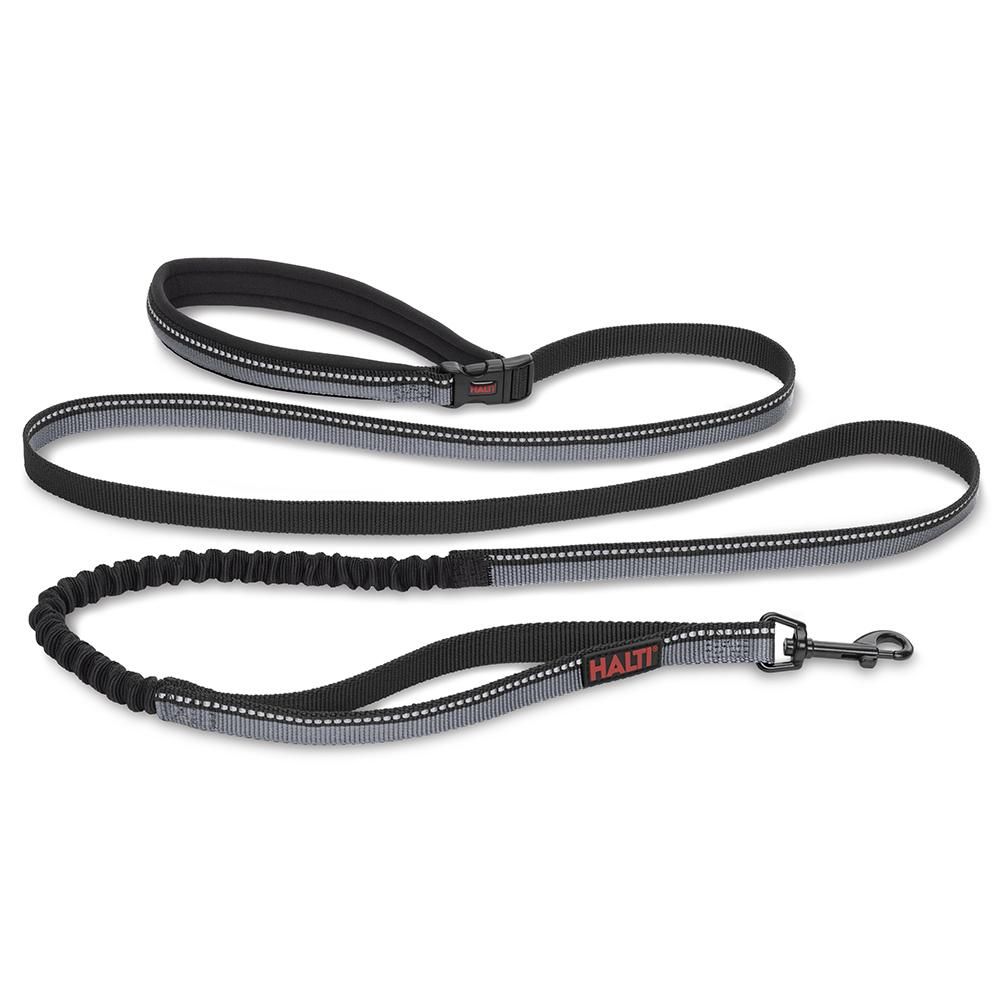 Halti All In One Lead in black and gray with padded handle and reflective details.
