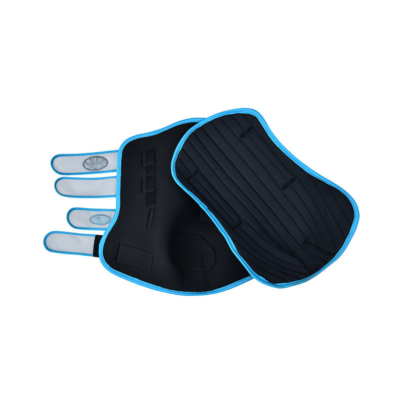 Weatherbeeta Therapy-Tec Stable Boot Wraps Black/Blue for horse leg protection with ceramic pads.
