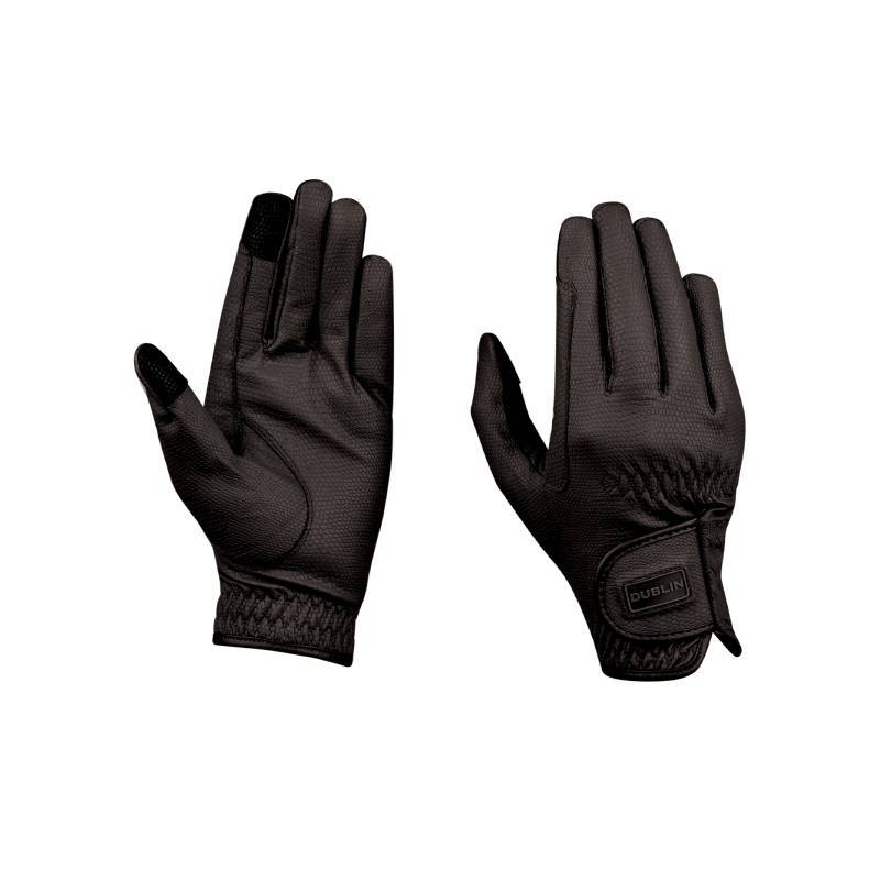 Dublin Everyday Touch Screen Riding Gloves Black, adult size, front and back views shown.