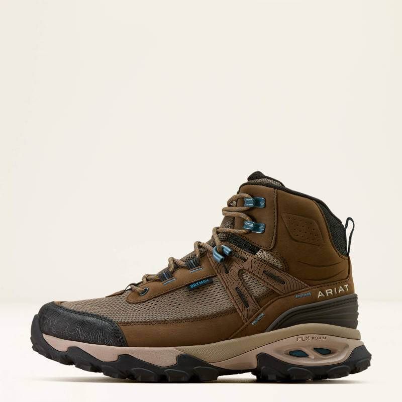 Ariat Womens Traverse Mid H2O Hiking Boot in Brown Bark, side view.