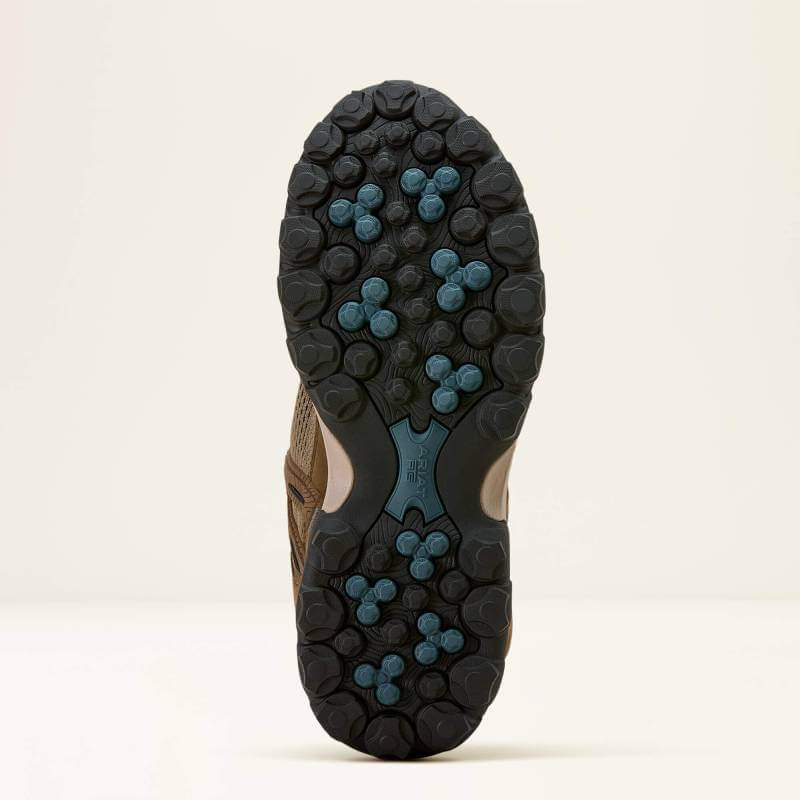 Ariat Womens Traverse Mid H2O Hiking Boot Brown Bark with a textured black and blue sole shown.