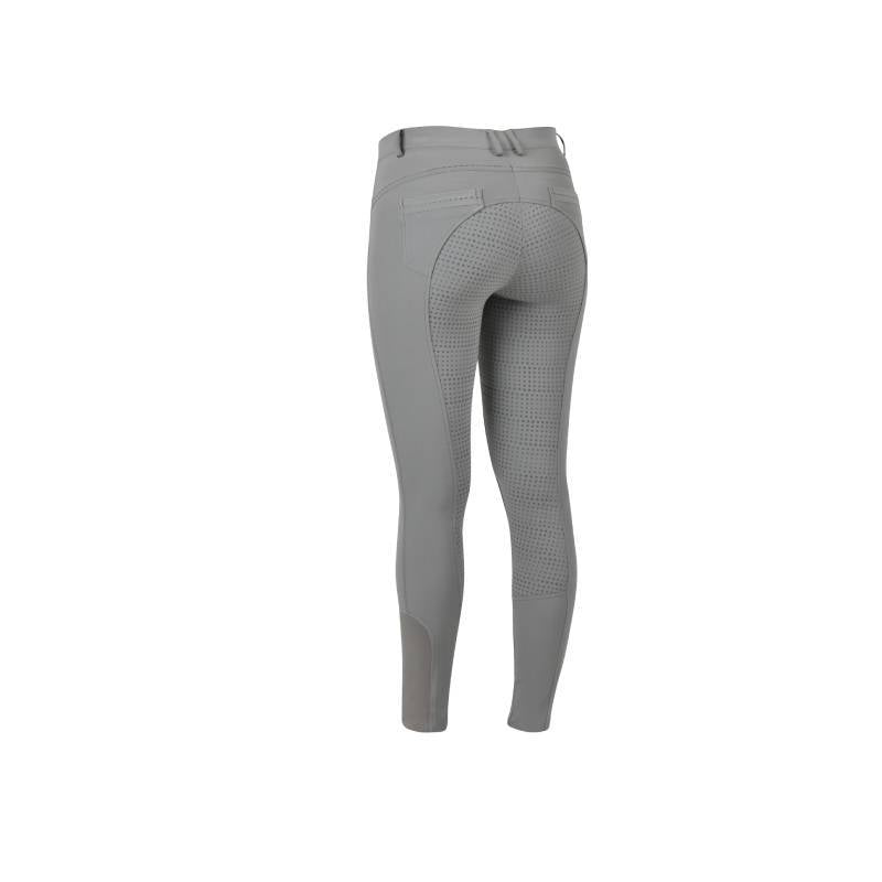 Latte high-waisted Dublin Shelby full seat breeches with patterned seat and pockets.