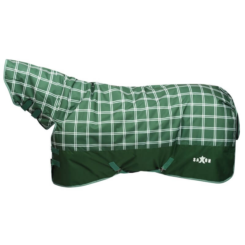 Saxon Defiant 1200D Combo Neck Heavy Weight Turnout Rug 300g Hunter Green/Plaid