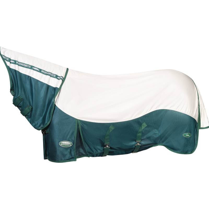 Weatherbeeta Comfitec Green-Tec Airflow Mesh Combo Neck in White/Dragonfly Blue.