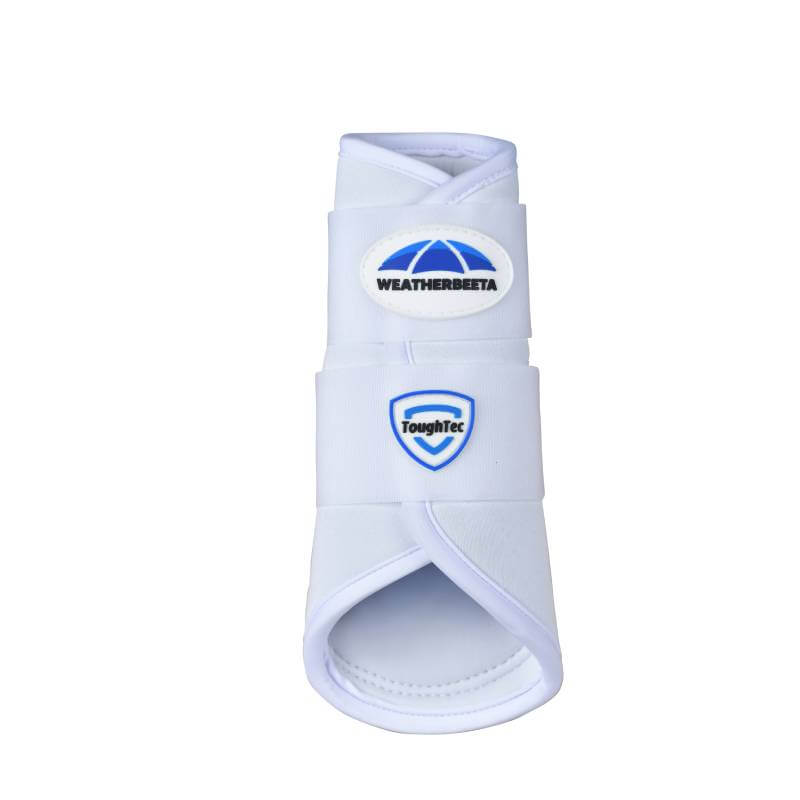 Weatherbeeta Tough-Tec Prime Brushing Boots in white with front logo straps.