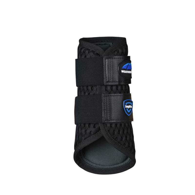 Weatherbeeta Tough-Tec Mesh Brushing Boots in black with two Velcro straps and 3D mesh tech.