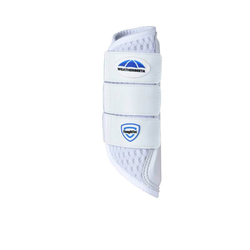 Weatherbeeta Tough-Tec Mesh Brushing Boots White/White with 3D mesh and three secure straps.