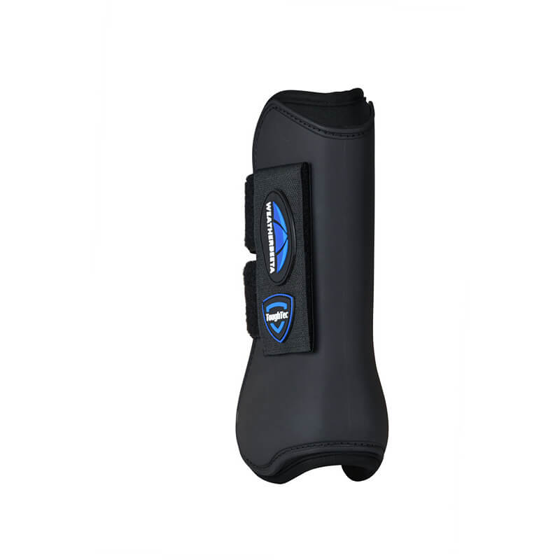 Weatherbeeta Tough-Tec Prime Open Front Boots Black/Black with secure Velcro straps.