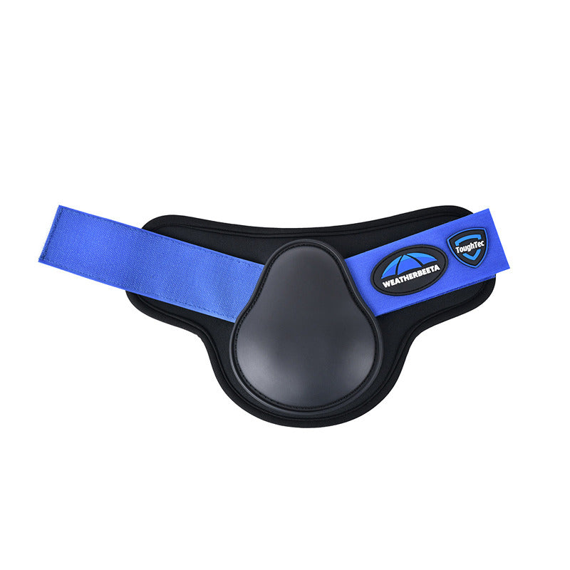 Weatherbeeta Tough-Tec Prime Fetlock Boots in Black/Cobalt with adjustable strap.