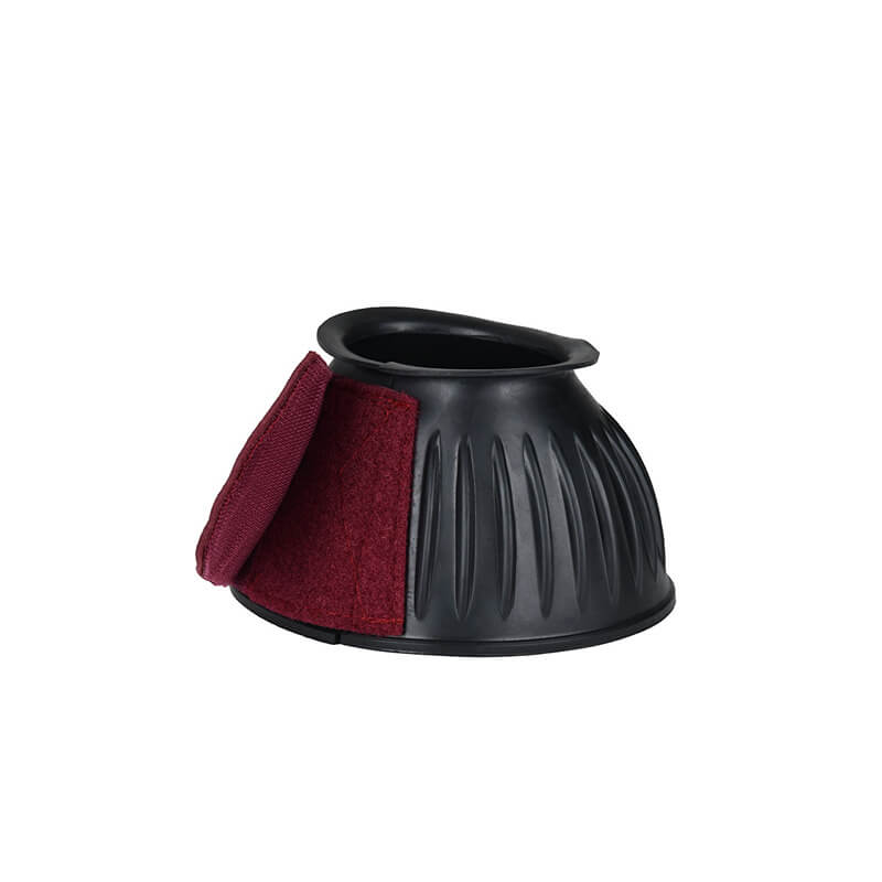 Weatherbeeta Tough-Tec Prime Black/Burgundy rubber bell boot, side view, overreach protection.