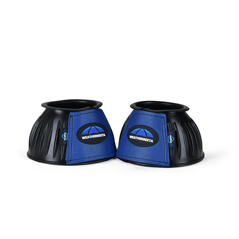 Weatherbeeta Tough-Tec Prime Rubber Bell Boots Black/Cobalt for overreach protection.