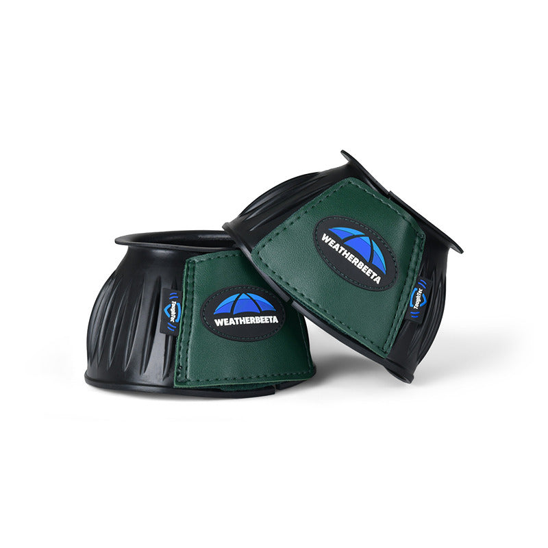 Weatherbeeta Tough-Tec Prime Rubber Bell Boots in black/forest green provide overreach protection.