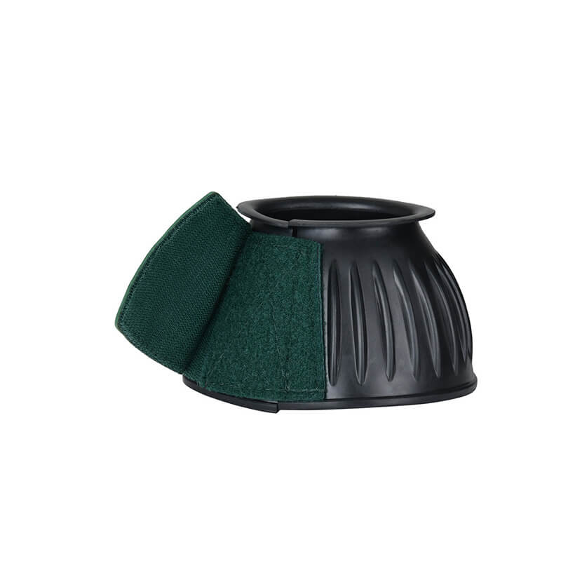 Weatherbeeta Tough-Tec Prime Rubber Bell Boots, Black/Forest Green, with open Velcro strap.