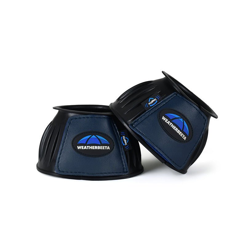 Weatherbeeta Tough-Tec Prime Rubber Bell Boots Black/Navy—durable protection for your horse.