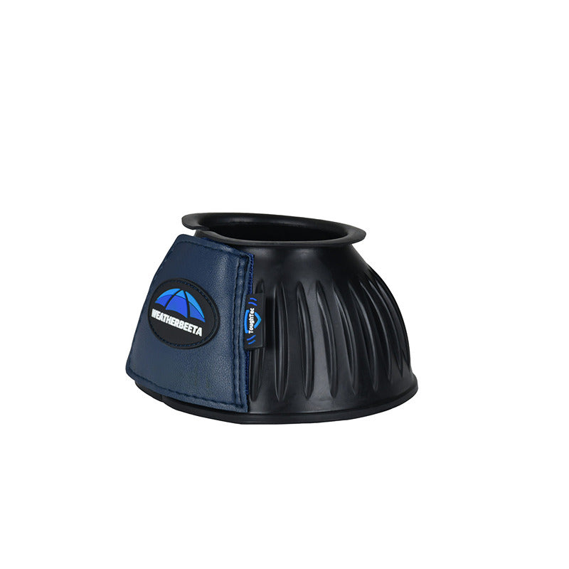 Weatherbeeta Tough-Tec Prime Rubber Bell Boots Black/Navy—perfect for horse protection.