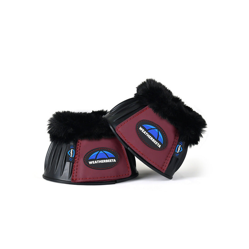 Weatherbeeta Tough-Tec Prime Fleece Trim Rubber Bell Boots in Black/Burgundy for overreach.