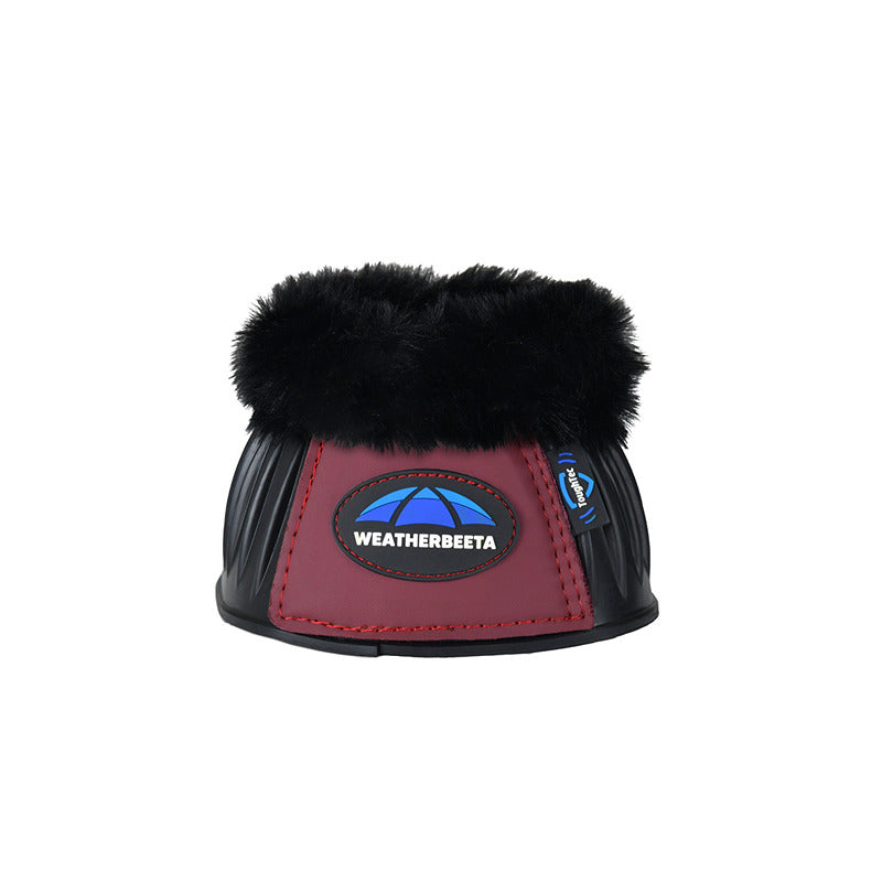 Weatherbeeta Tough-Tec Prime Fleece Trim Rubber Bell Boots Black/Burgundy