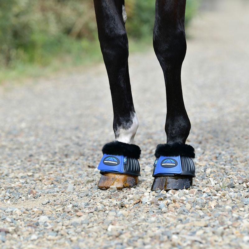 Weatherbeeta Tough-Tec Prime Fleece Trim Rubber Bell Boots Black/Cobalt