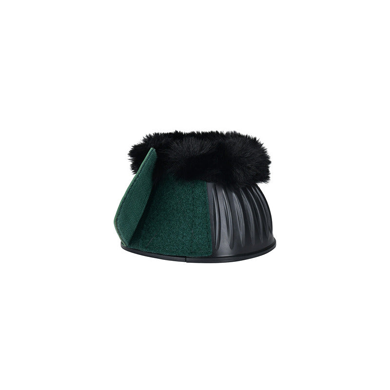 Weatherbeeta Tough-Tec Prime Fleece Trim Rubber Bell Boots, Black/Forest Green, secure Velcro.