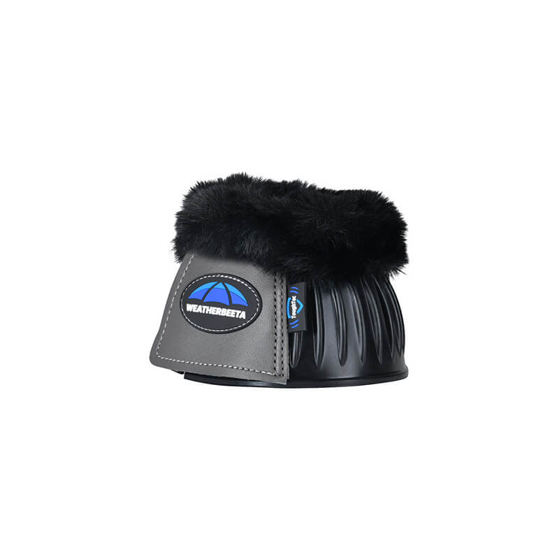 Weatherbeeta Tough-Tec Prime Bell Boots in black/grey with fleece trim for overreach protection.