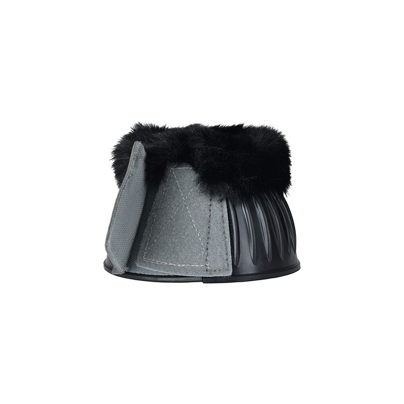 Weatherbeeta Tough-Tec Prime bell boots in Black/Grey offer overreach protection with fleece trim.