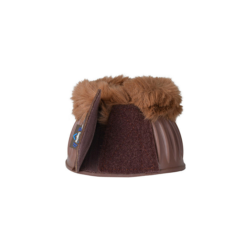 Weatherbeeta Tough-Tec Prime Fleece Trim Rubber Bell Boots Brown, protective and easy to secure.