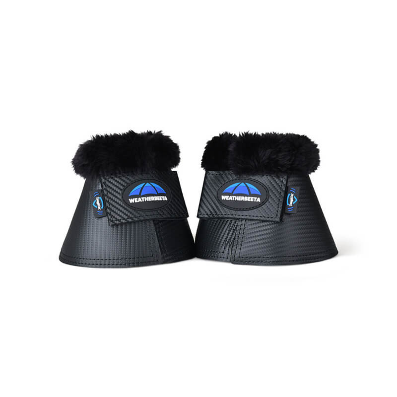 WeatherBeeta Tough-Tec Fleece Trim Bell Boots Black offer overreach protection with fleece trim.