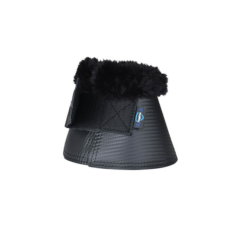 Weatherbeeta Tough-Tec Fleece Trim Bell Boots Black with Velcro, protects against overreach.