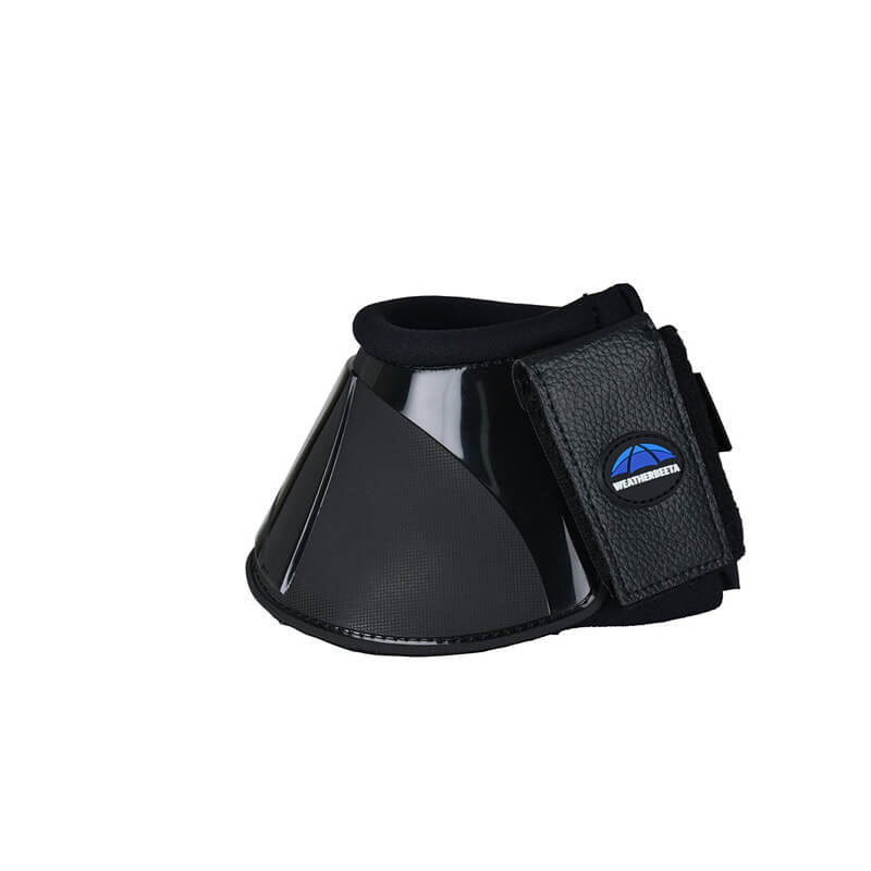 Weatherbeeta Tough-Tec Impact Bell Boots Black protect hooves with durable neoprene and Velcro.
