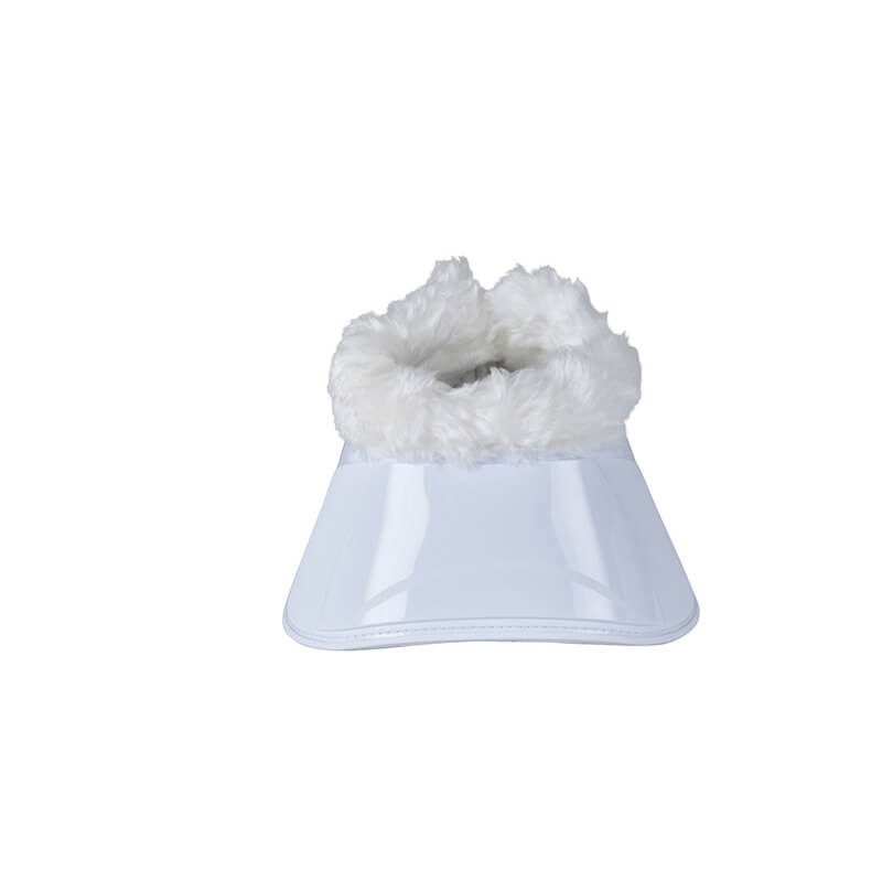 Weatherbeeta Tough-Tec Impact Bell Boots in white, featuring a soft fleece trim.
