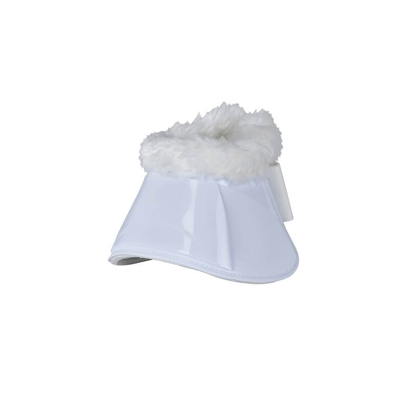 Weatherbeeta Tough-Tec Impact Bell Boots in white offer superior hoof protection and fleece trim.