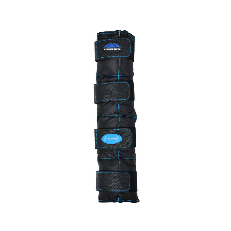 Weatherbeeta Therapy-Tec II Gel Ice Boots in black, with Velcro straps, on a white background.