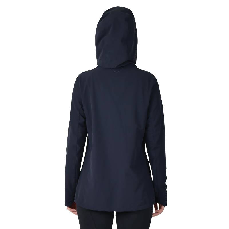 Person wearing a Weatherbeeta Abrasion Proof Stretch Riding Jacket Navy, seen from the back.